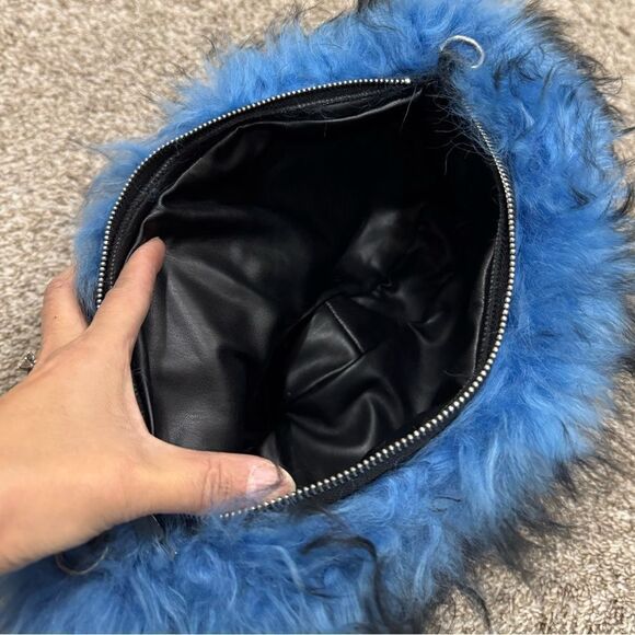 Stunning Real Curly Shearling Hobo Bag, Handmade Lamb Fur Crossbody, Slouchy Bag - Picture 14 of 15